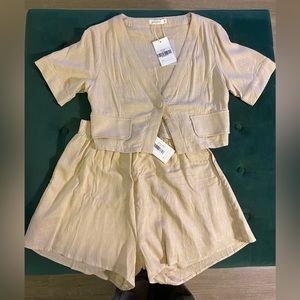 Girl and the Sun Cropped Beige Short Set